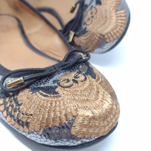 Owl (Wisdom) Vida Leather Embroidered Ballet Slippers Size 7 - Picture 14 of 14